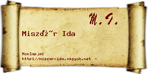 Miszár Ida névjegykártya